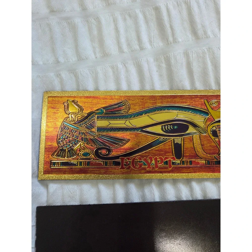 Gold Ancient Egypt King Tut Refrigerator Magnet 6 Inch Souvenir Hieroglyphics